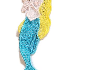 Embroidered Mermaid Bookmark with Pearls, Thread and Lace Design, for Book Lovers