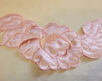 Pink Flower Applique  6 x 2.5