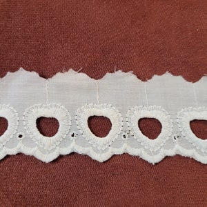 White Eyelet Heart Design Trim 2 inch wide  1 yard