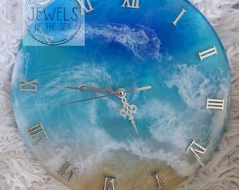 Handmade Ocean Seascape clock resin