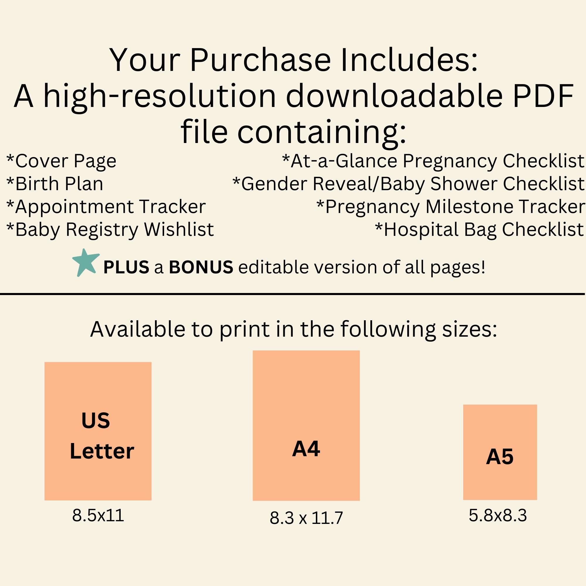 Digital Printable Pregnancy Planner Pregnancy Journal Template - Etsy