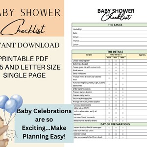 Printable Baby Shower Planning Template - Etsy