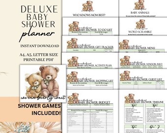 Teddy Bear Baby Shower Planner: Games & Activities (Instant Download)