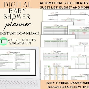Google Sheets Baby Shower Planner Spreadsheet Template, Digital Printable Baby Shower Organizer Checklist Tracker, Budget, Games, Guest List
