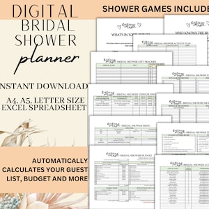 Digital Bridal Shower Planner: Excel Spreadsheet Template (Digital Download)