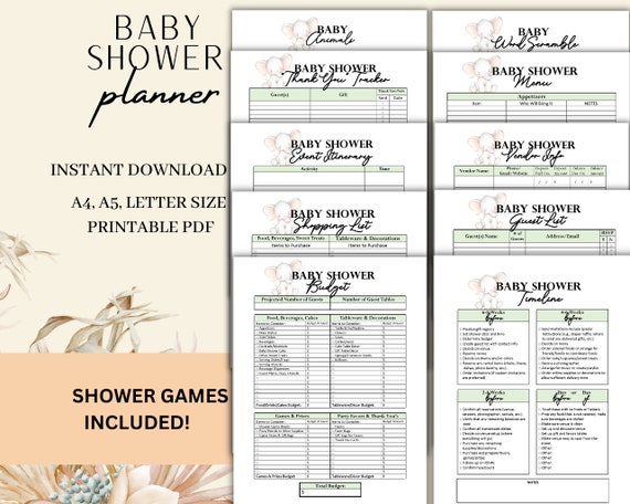 Baby Shower Planner Printable Template Digital Instant Download
