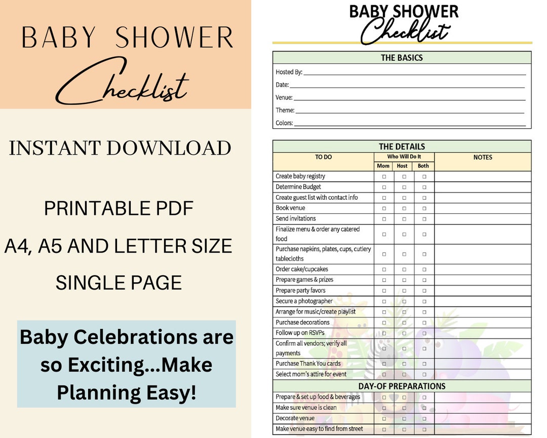 Printable Baby Shower Planning Template Checklist Etsy Printable Baby Shower Planning Template Checklist Etsy