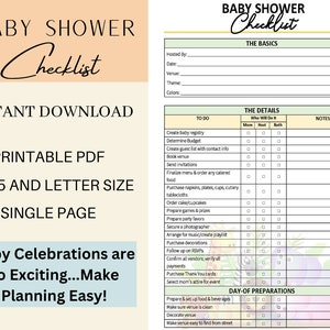 Printable Baby Shower Planning Template Checklist