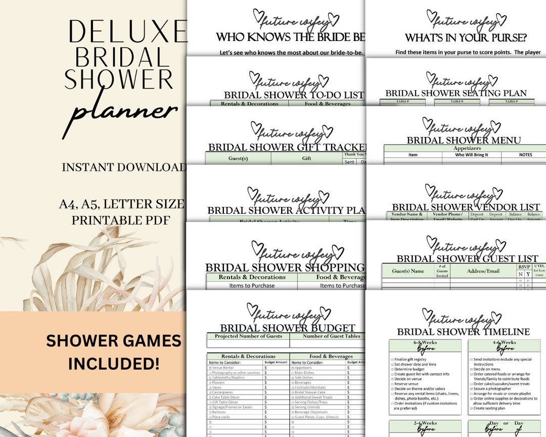Bridal Shower Printable Planner, Minimalist Bridal Shower Planner ...