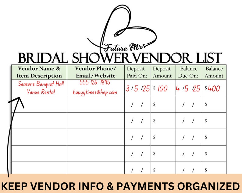 Bridal Shower Planner Printable Digital Instant Download, Bridal Party ...