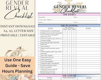 Printable Editable Gender Reveal Planning Template Checklist