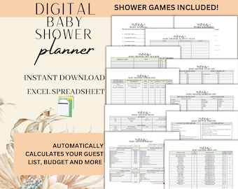 Baby Shower Planner: Excel Spreadsheet, Checklist & Games (Digital Template)