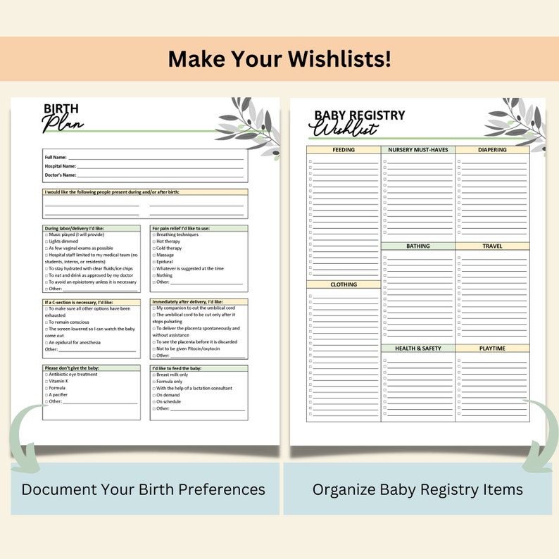 Digital Printable Pregnancy Planner Pregnancy Journal Template - Etsy