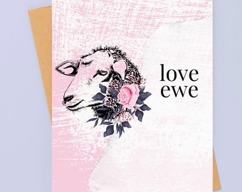Sweet "Love Ewe" Lamb Valentine's Day Greeting Card