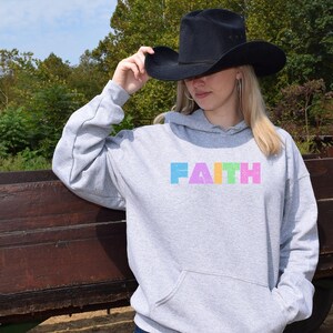 FAITH Grey and Dark Heather Sweatshirt, Faith Hoodie, Black Christian Hoodie, Navy Christian Hoodie, Christian Gift