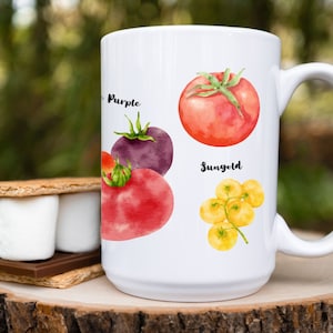 15 oz Tomato Gardening Mug, Tomato Mug, Garden Gift, Vegetables Mug, Gardener Mug