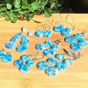 Handemade Polymer 'Feels like the Ocean' Clay Earrings, Earrings, Wedding Earrings, Statement Earrings,  Bride Earrings, Bride Accessories