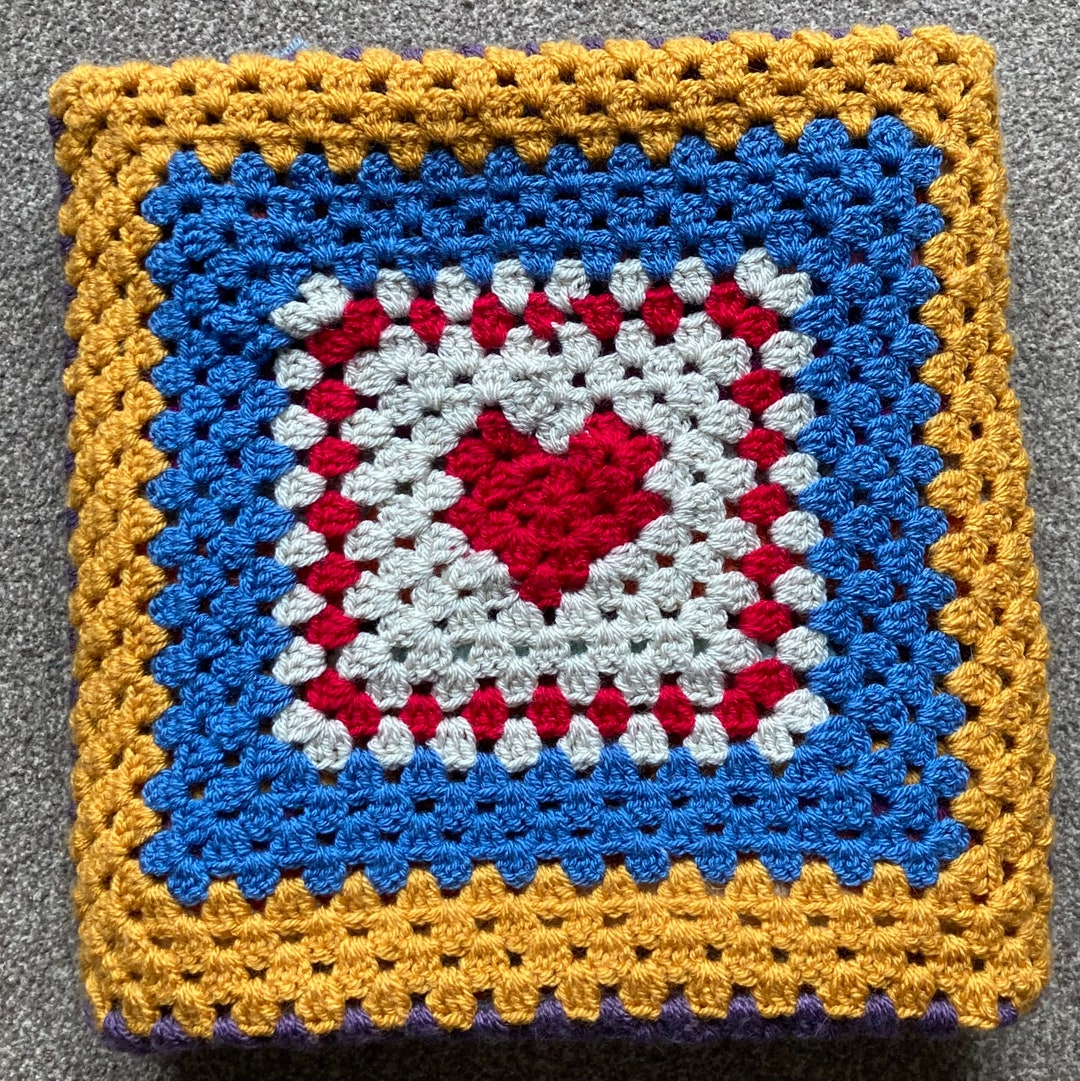 Crochet Granny Square Love Heart Blanket Throw Etsy