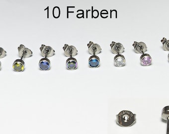 1 Paar kleine 4 mm Titan Ohrstecker Zirkonia CZ nickelfrei Implant Grade Tiny Gesundheit Erstohrstecker Silber Farbe