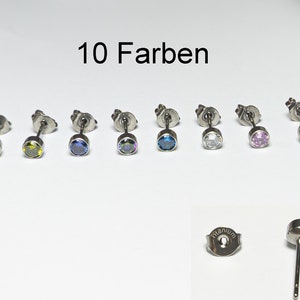 1 Paar kleine 4 mm Titan Ohrstecker Zirkonia CZ nickelfrei Implant Grade Tiny Gesundheit Erstohrstecker Silber Farbe Bild 1