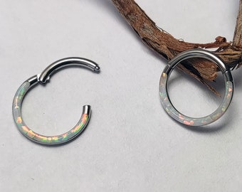 Titanium Nose Piercing Segment Ring Septum Nose Ring Opal Imitation Earring Hinge Clicker