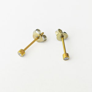 1 Paar kleine 2,5-4 mm Titan Ohrstecker Zirkonia CZ Silber Gold farbig nickelfrei Implant Grade Tiny Gesundheit Erstohrstecker