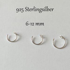 Anello finto per il naso in argento 925 0,6-0,8 mm piercing finto per il naso in argento sterling orecchino per cartilagine piercing all'orecchio argento massiccio