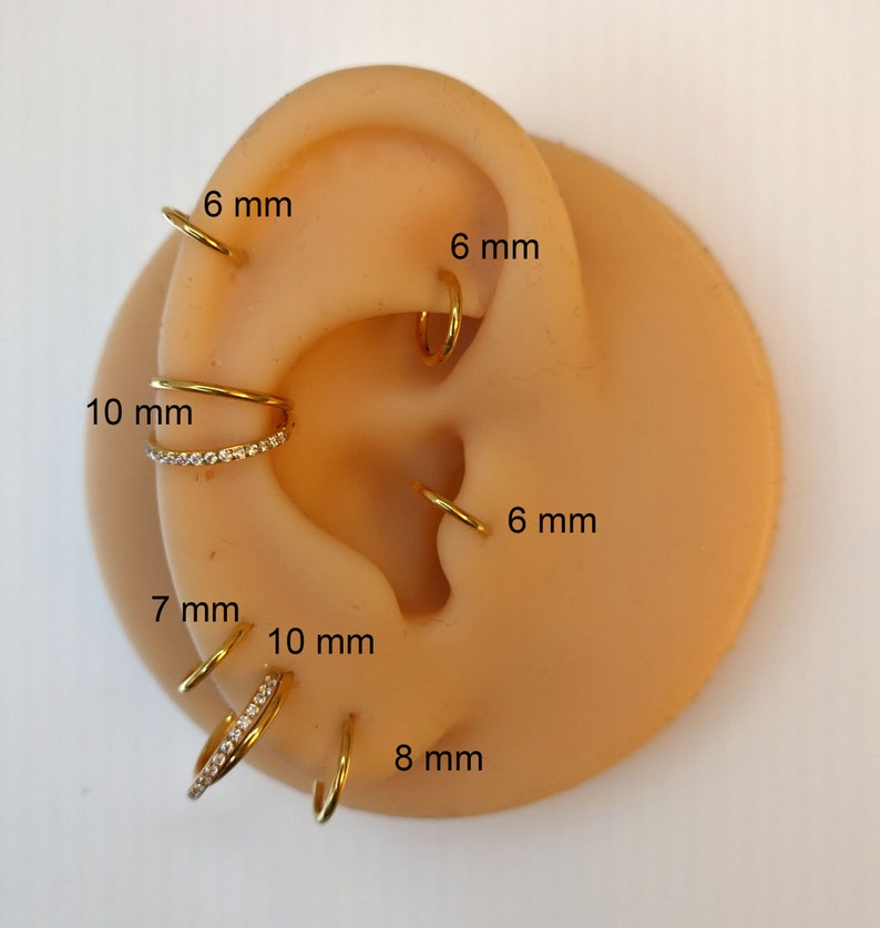 1 paio di orecchini a cerchio piccoli mini piercing in acciaio inossidabile in orecchini a bottone in argento dorato con anelli clicker immagine 2