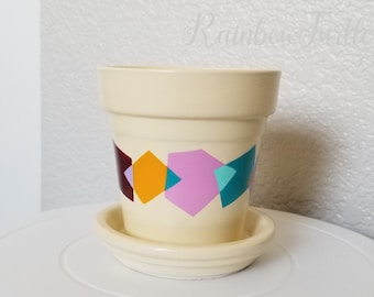 Hand painted plant pot | Plant pot with drainage and saucer | Indoor Planter | Terracotta Plant Planter | Gifts for a plant lover