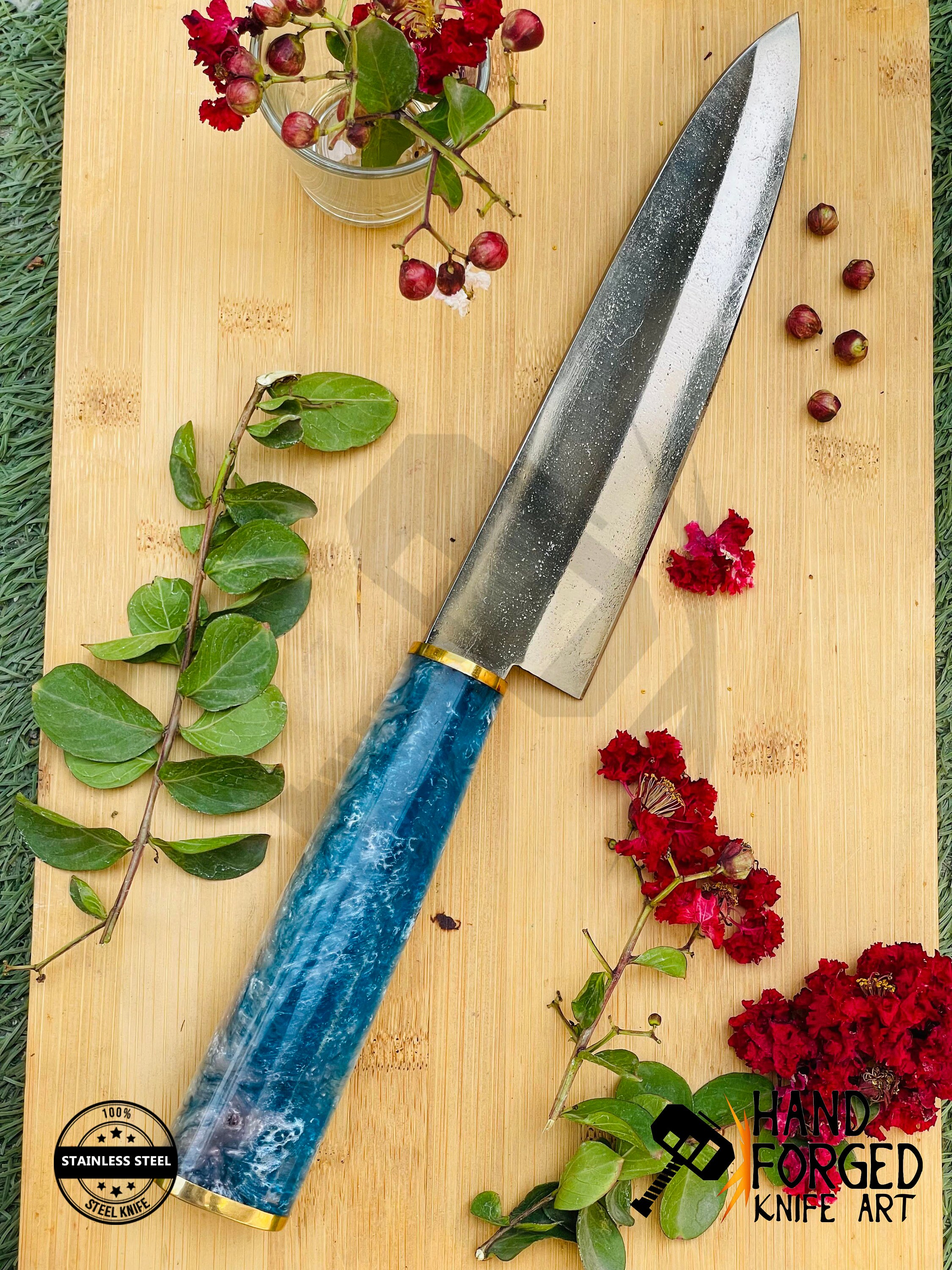 Japanese Santoku Chef Knife 1095 Steel Custom Handmade Etsy