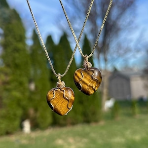 Tiger’s Eye Gold Heart Necklace