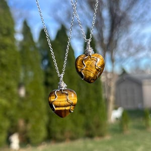 Tiger’s Eye Silver Heart Necklace