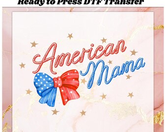 Coquette American Mini DTF Transfer Ready to Press, Coquette Bow Mini Apply for Heat Press, 4th of July sublimation DTF Print, American Flag