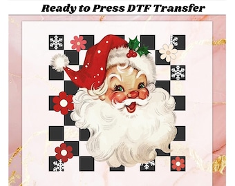 Retro Checkered Santa Christmas Dtf, Funny Santa DTF, Funny Cute Christmas, Merry Christmas Heat Press, Christmas Ready To Press