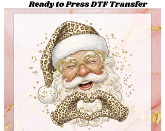 Retro Leopard Santa Christmas, Funny Santa DTF, Funny Cute Christmas, Merry Christmas Santa Claus Heat Press, Christmas Ready To Press