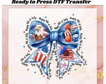 Coquette Bow American Flag  DTF Transfer Ready to Press, Coquette Bow Apply for Heat Press, 4th of July sublimation DTF Print, Memorial Day