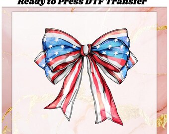 Coquette American Girl DTF Transfer Ready to Press, Coquette Bow Apply for Heat Press, 4th of July sublimation DTF Print, American Flag Dtf