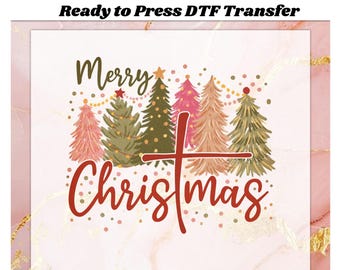 Christian Christmas Tree Dtf, Christ Christmas Tree Dtf, Pink Christmas Tree Shirt Ready to press Dtf