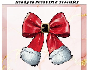 Retro Santa Coquette Bow Christmas Dtf, Funny Santa DTF, Funny Cute Christmas, Merry Christmas Heat Press, Christmas Ready To Press