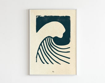 Welle Welle / Art Print Wellen DIN A3 / Meldorfer Graspapier / Druck Illustration Kunst / abstrakt minimalistisch / Pelf Metersen