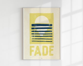Fade auf Graspapier / Art Print Wellen DIN A3 / Meldorfer Graspapier / Druck Illustration Kunst / abstrakt minimalistisch