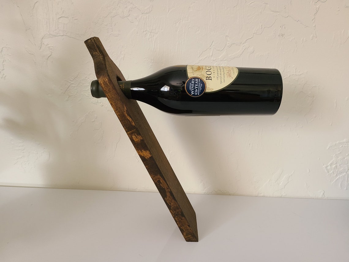 Handmade Wine Bottle Shaped Cantilever Wine Holder Etsy