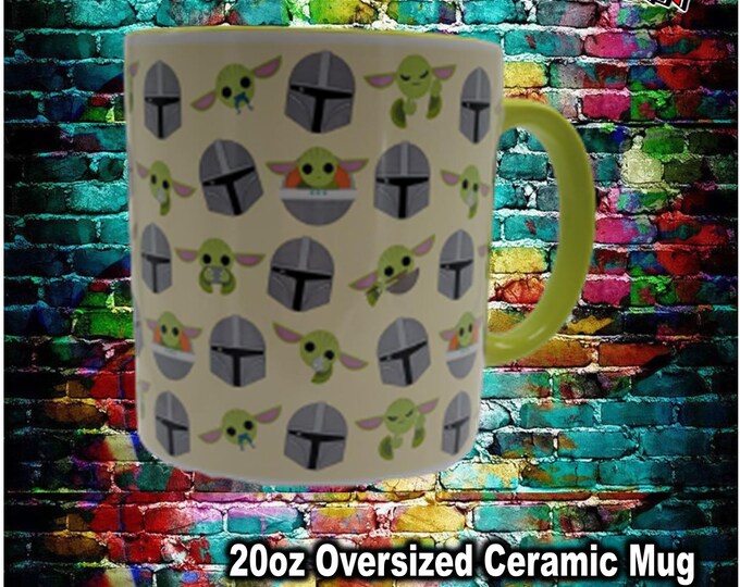Star Wars Mandalorian Emoji Oversized Coffee Mug Etsy