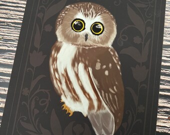 Dark Academia Owl Art Print- Digital Download