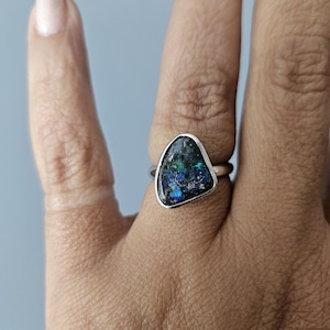 Boulder Opal silver ring