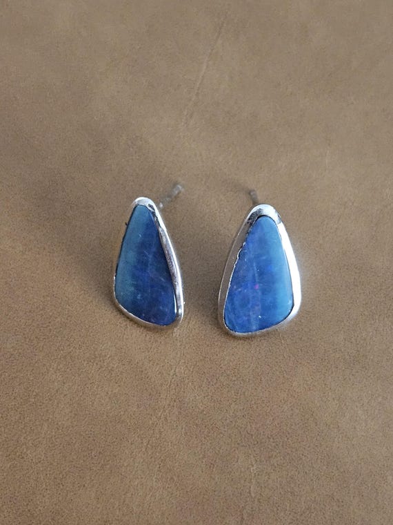Boulder Opal sterling silver earrings