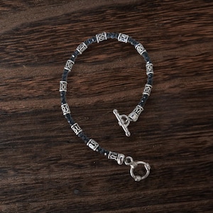 Black spinel bracelet in sterling silver
