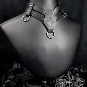 Vegan Leather Coffin Choker – Gothic Cross Alt Fashion Necklace image 3