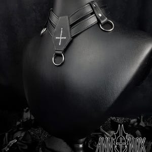 Vegan Leather Coffin Choker – Gothic Cross Alt Fashion Necklace image 4