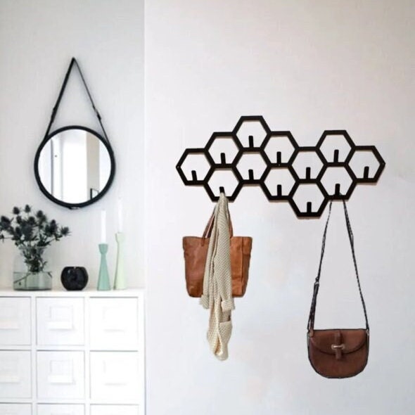 Wall Metal Hook, Geometric Steel Wall Hanging Clothes Rack, Wall